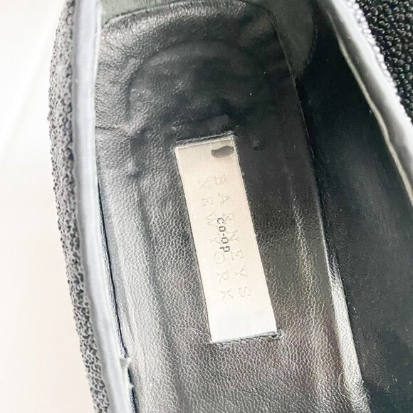 Vintage Y2k Barneys New York Co-op Beaded Black Square Toe Heels 9 Wide - Picture 3 of 11